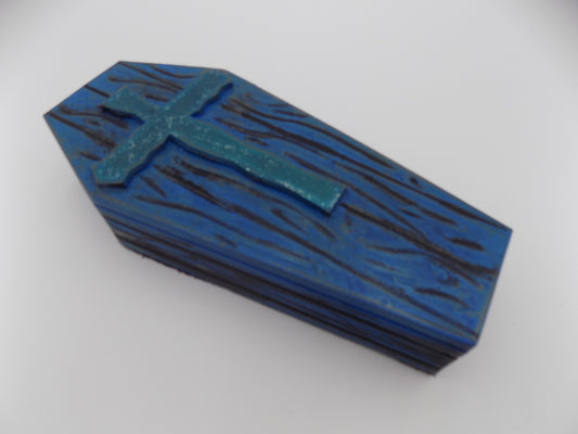 3D Printed Coffin Medium - Created/Painted Blue/Black - By: BECKSTERBEAST