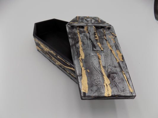 3D Printed Coffin Large - Created/Painted Black/Gray/Gold - By: BECKSTERBEAST