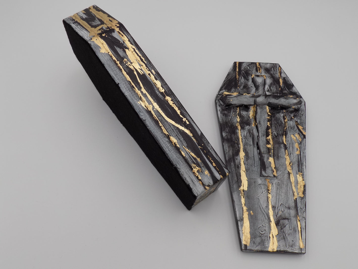 3D Printed Coffins Large - Created/Painted Black/Gray/Gold - By: BECKSTERBEAST