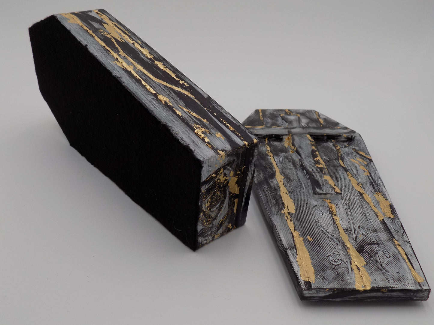 3D Printed Coffins Large - Created/Painted Black/Gray/Gold - By: BECKSTERBEAST