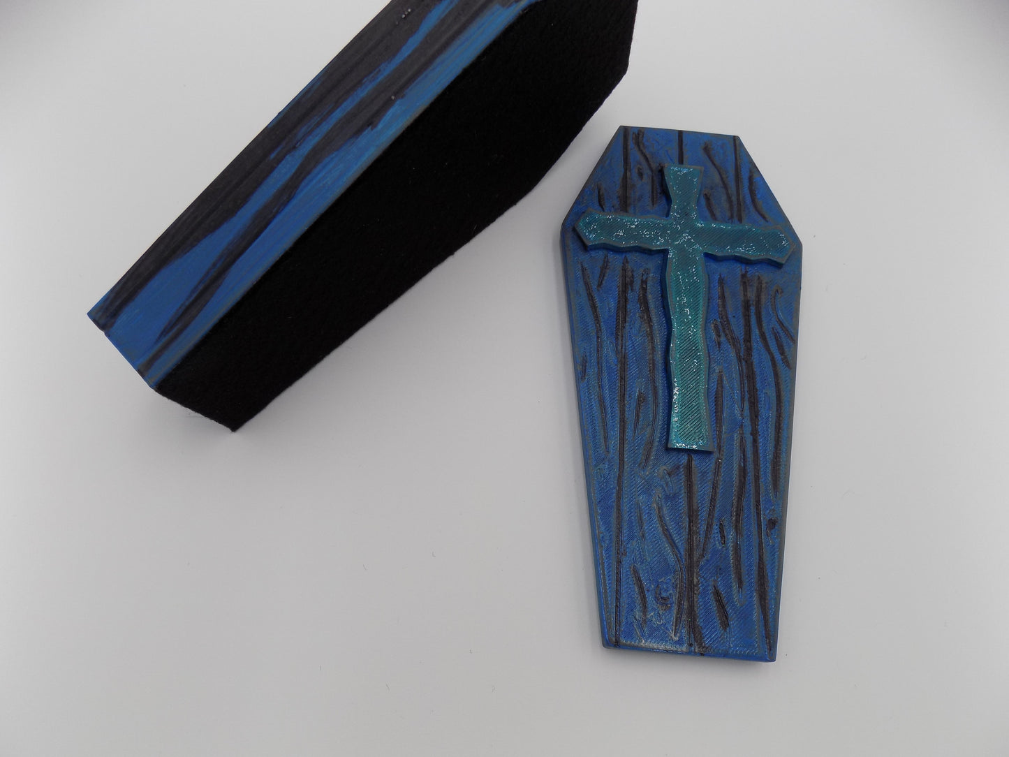 3D Printed Coffins Medium - Created/Painted Blue/Black - By: BECKSTERBEAST